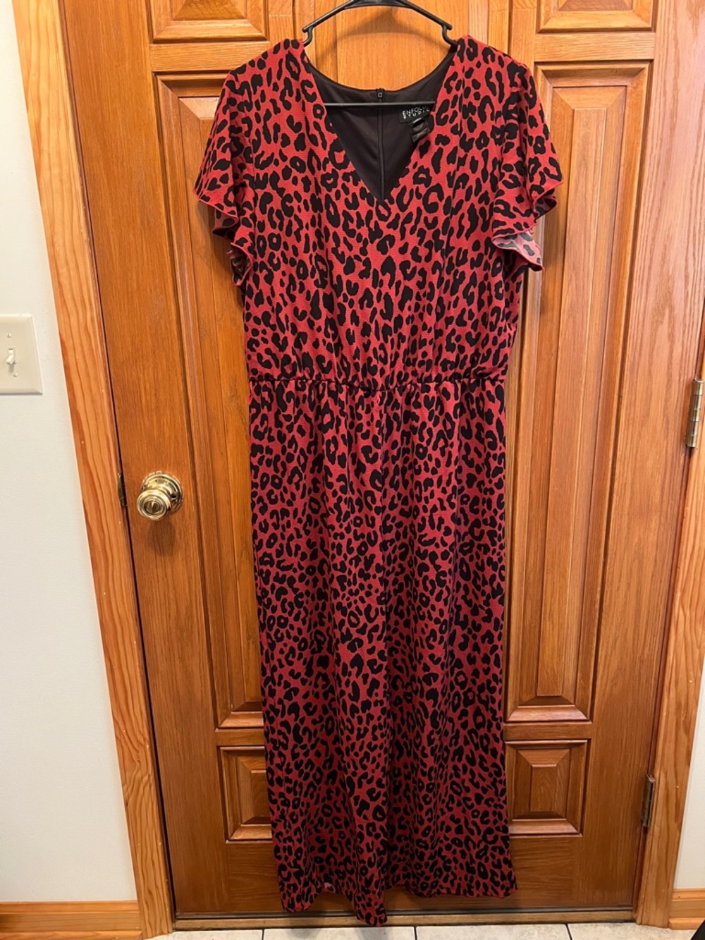 Red Leopard Print Jumpsuit